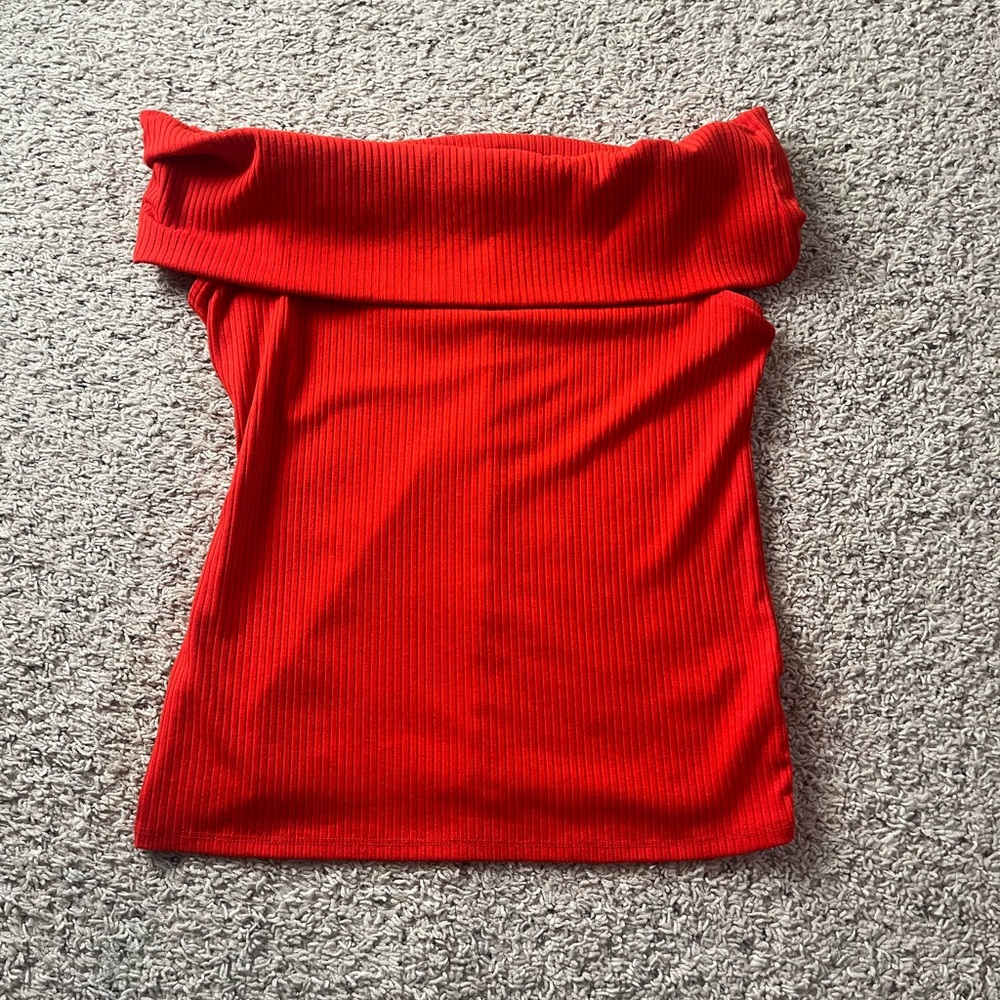 a new day Red Off-Shoulder Top